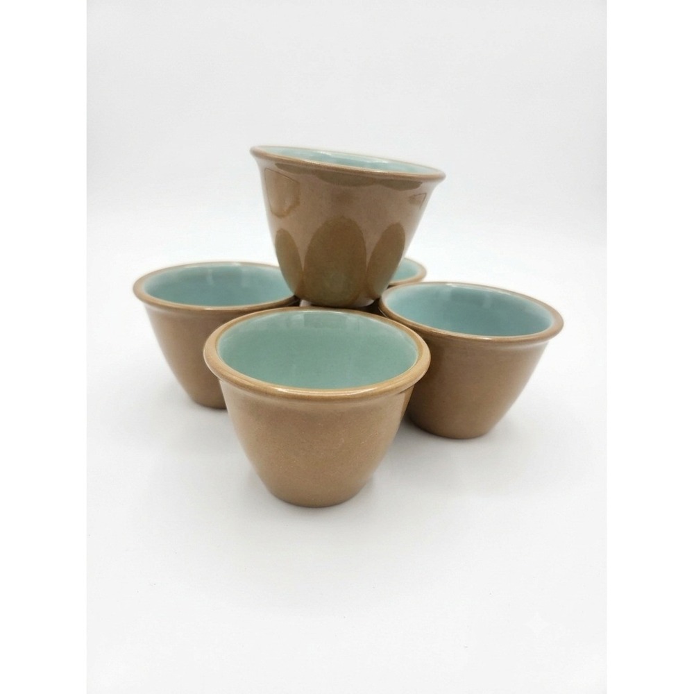 TS&T Chateau Buffet Vintage MCM Brown Turquoise Ramekin Custard Cup Set of 5 USA - Picture 4 of 4